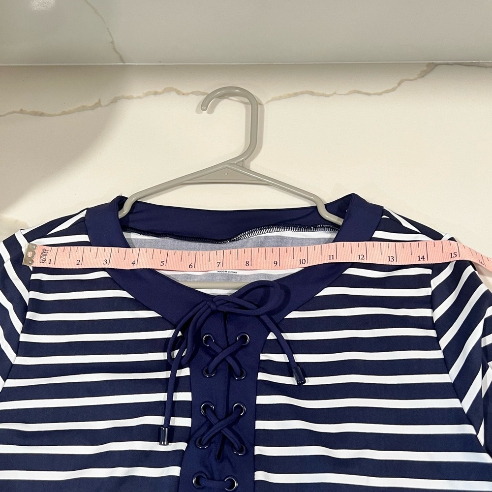 Lands End women's Nautical striped Navy/white Swim Cover Up Dress Size M 10-12 - Picture 4 of 12